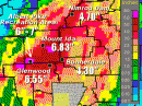 Twenty four hour rainfall totals through 7 AM CDT on June 11included 6.83 inches at Mount Ida (Montgomery County), 6.78 inches at Hopper (Montgomery County) and 6.55 inches at Glenwood (Pike County). [Map courtesy of the National Weather Service, Little Rock]