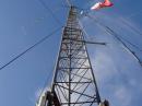 Portable tower and antennas used by the N9N special event station. The tower is part of the emergency response equipment for Southern New England Navy/Marine Corps MARS.