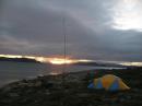 The Paul Island operation tent at sunset.