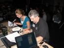 Wittich (right) assisted the Enloe students with their QSO to thje ISS. Here, he helps Alex with her question to Fincke. [George Richards, WA4EKJ, Photo]